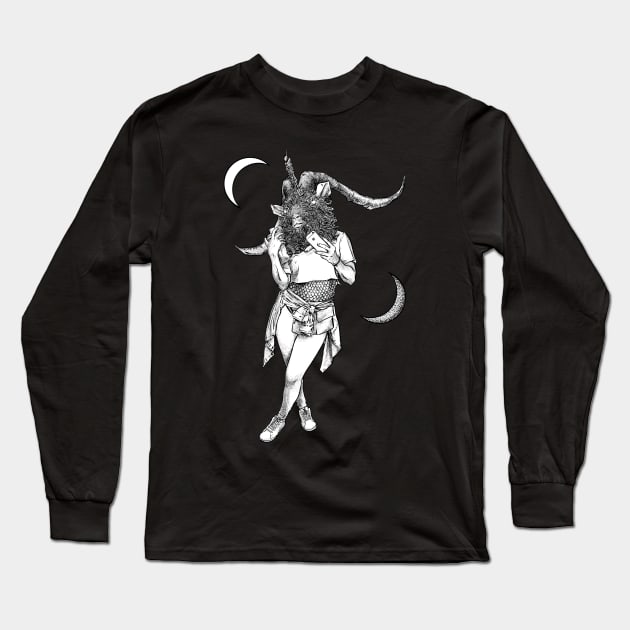 Baphomet Worships Baphomet Long Sleeve T-Shirt by scottogara